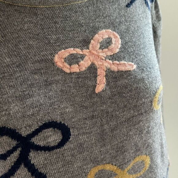 Anthropologie Field Flower wool sweater with embroidered bows  size Small petite - Picture 3 of 9